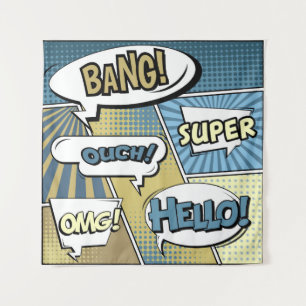 Tapiz Resumen concepto creativo comic pop art style blan