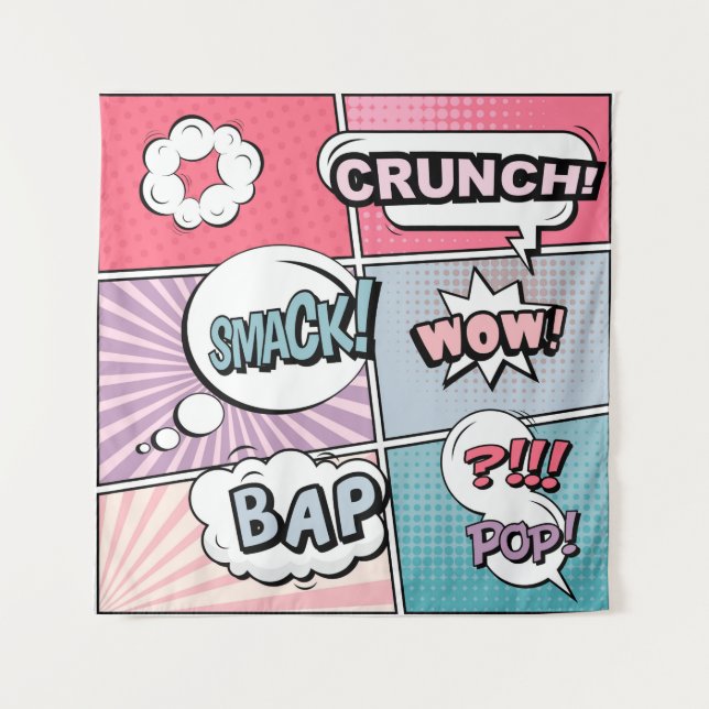 Tapiz Resumen concepto creativo comic pop art style blan (Anverso)