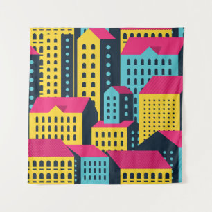 Tapiz Resumen de edificios de la ciudad de Vintage paisa