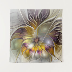 Tapiz Resumen de fantasía colorida Flor Fractal Moderno