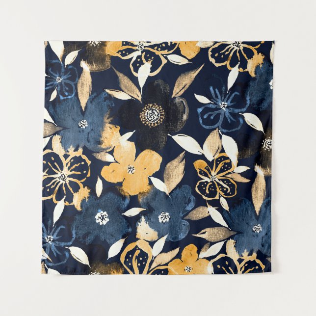 Tapiz Resumen de Florales: Patrón repetitivo de acuarela (Anverso)