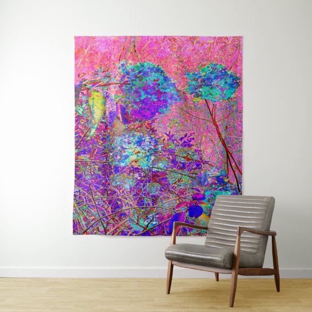Tapiz Resumen de hidrangea púrpura y azul con magenta (In situ)