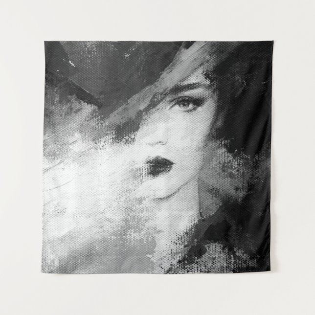 Tapiz Resumen De La Moda Mujer Pintura Acrílica (Anverso)