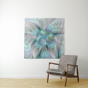Tapiz Resumen de mariposa azul verde azul Fantasía arte