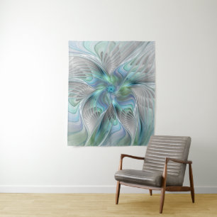 Tapiz Resumen de mariposa azul verde azul Fantasía arte 