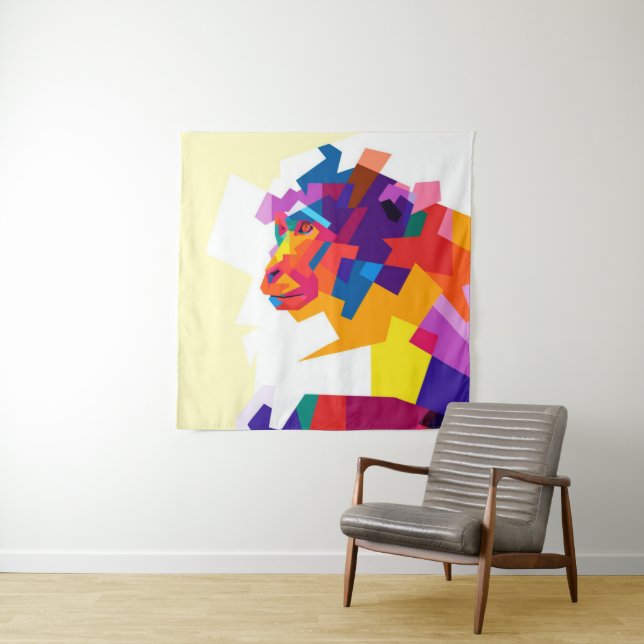Tapiz Resumen de mono colorido | Arte moderno (In situ)