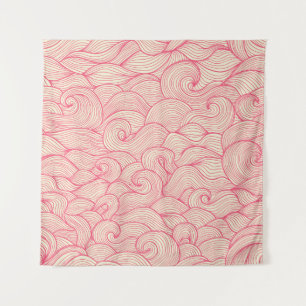 Tapiz Resumen de trazos ondulados, patrón vintage.