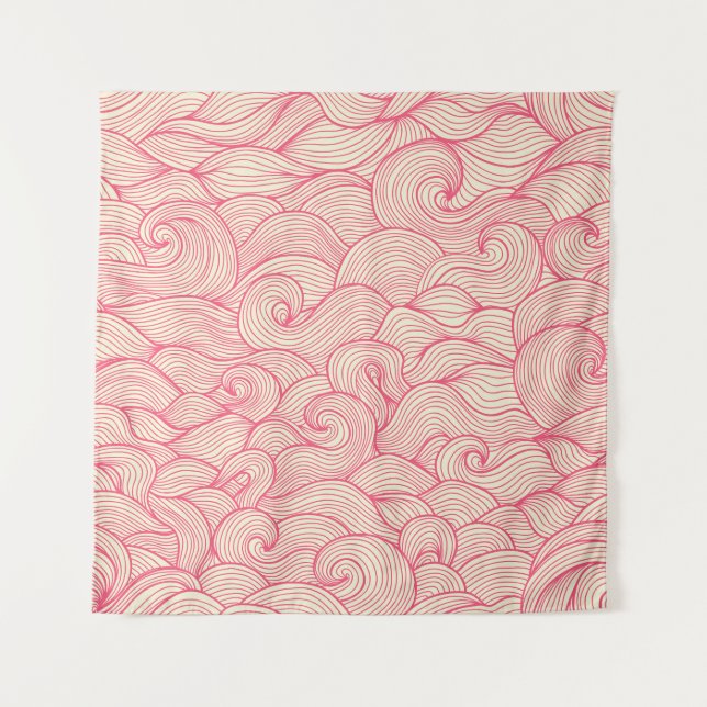 Tapiz Resumen de trazos ondulados, patrón vintage. (Anverso)