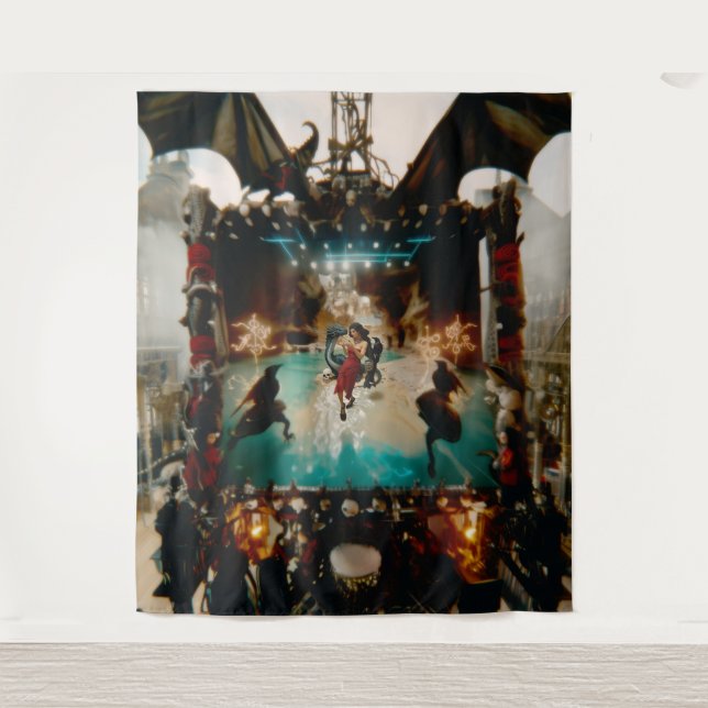 Tapiz Resumen del cráneo del dragón oculto brujería oscu (Anverso)