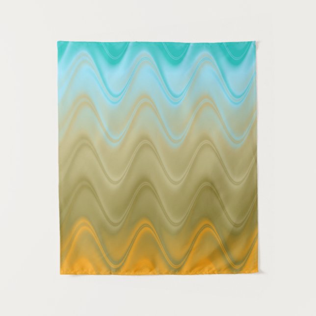 Tapiz Resumen del Naranja de Wavy Blue Green (Anverso)