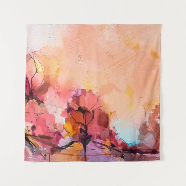 Tapiz Resumen del paisaje de pintura al óleo. Puro azul  (Anverso)