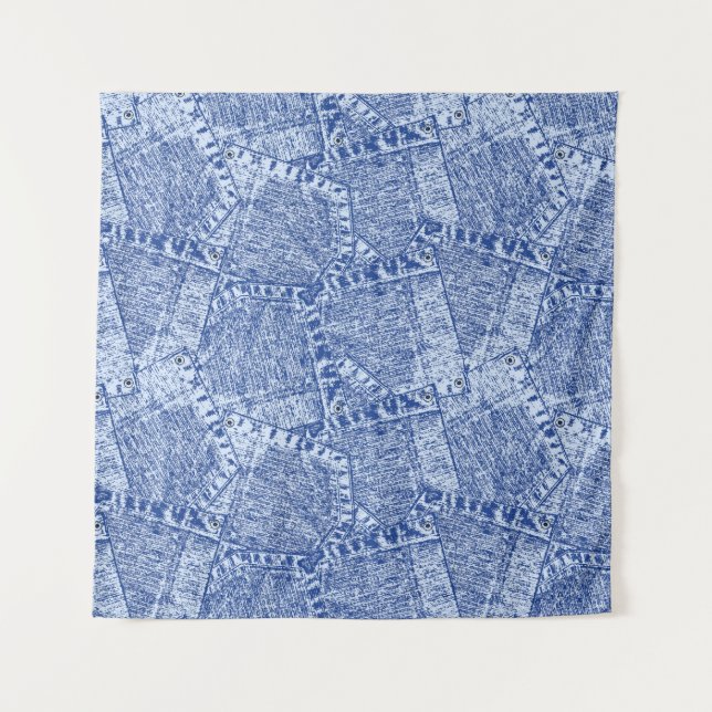 Tapiz Resumen Denim Pockets Parchwork Seamless Pattern  (Anverso)