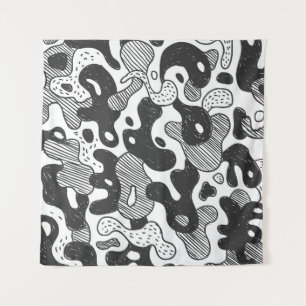 Tapiz Resumen Doodle Camouflage Estilo negro