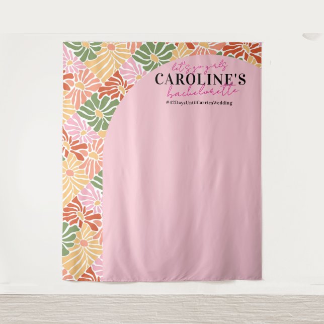 Tapiz Resumen floral de peach Pink Groovy (Anverso)