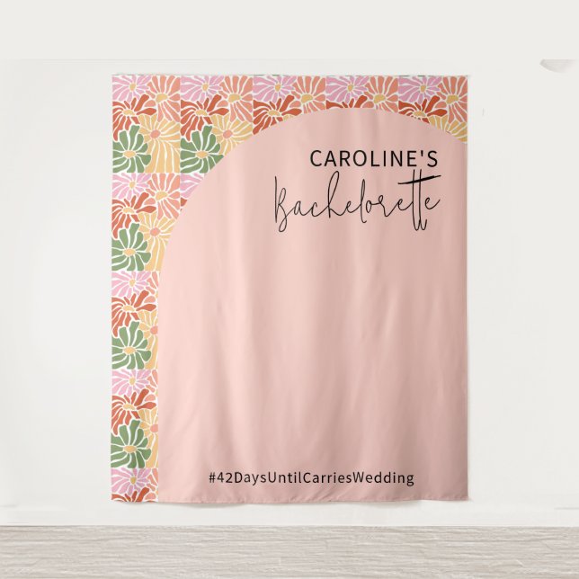 Tapiz Resumen floral de peach Pink Groovy (Anverso)