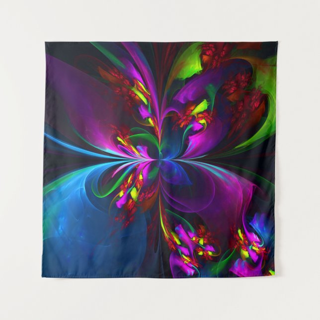 Tapiz Resumen floral moderno Patrón azul rojo del arte # (Anverso)