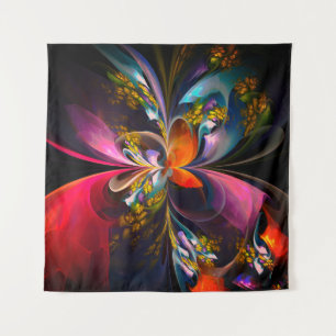 Tapiz Resumen floral moderno Patrón azul rojo del arte #
