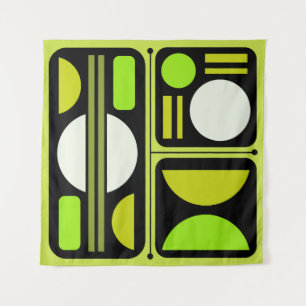 Tapiz Resumen geométrico Arte retro Chartreuse Verde