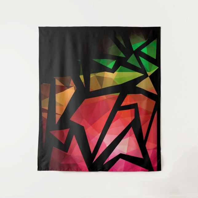 Tapiz Resumen graffiti poligonal moderno oscuro geométri (Anverso)