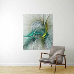 Tapiz Resumen hipnótico Fractal Verde azulado Turquesa d