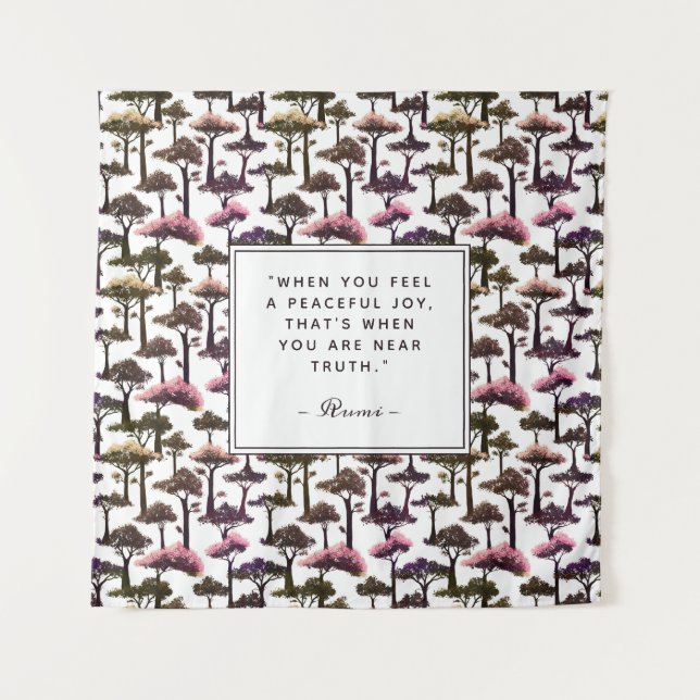 Tapiz Resumen moderno Arte de árbol Inspirador Rumi Cita (Anverso)