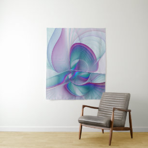 Tapiz Resumen moderno Arte fractal rosa azul turquesa ro