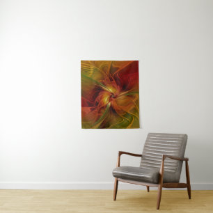 Tapiz Resumen Naranja rojo Brown Flor de arte fractal ve