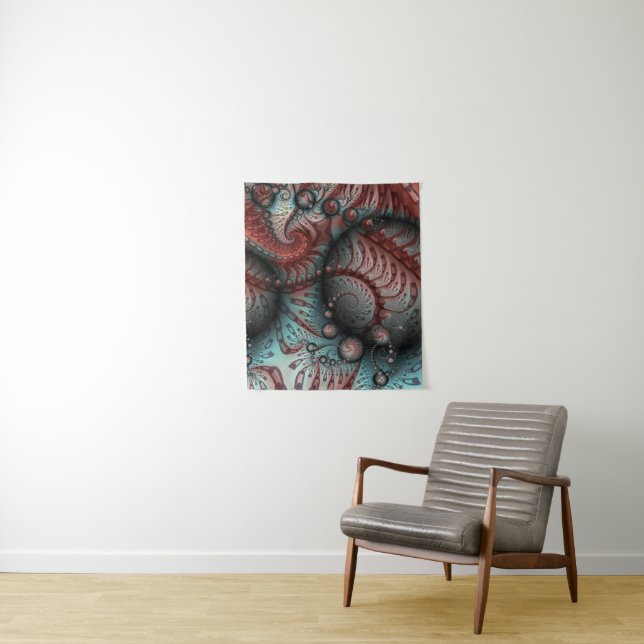 Tapiz Resumen Vivid Fantasy Fractal Art Brown Blue (In situ)