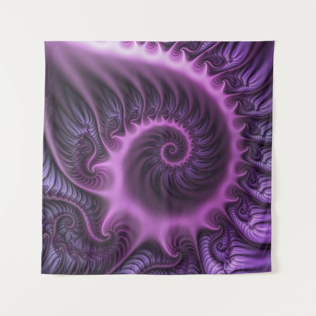 Tapiz Resumen Vivid Guay Pink Purple Fractal Art Spiral (Anverso)