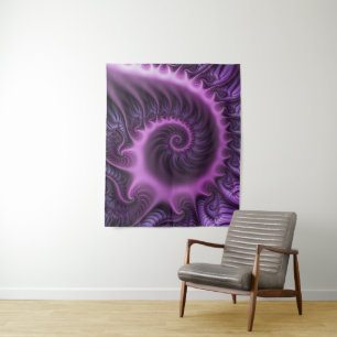 Tapiz Resumen Vivid Guay Pink Purple Fractal Art Spiral