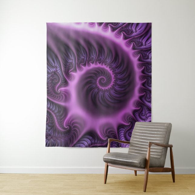 Tapiz Resumen Vivid Guay Pink Purple Fractal Art Spiral (In situ)