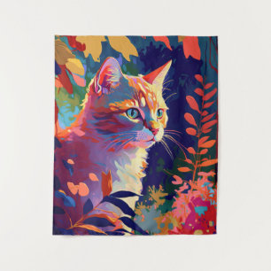 Tapiz Retrato animal de gato Pintura de vida silvestre a