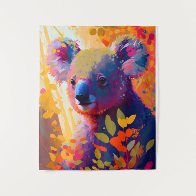 Tapiz Retrato animal de Koala Pintando vida silvestre al (Anverso)
