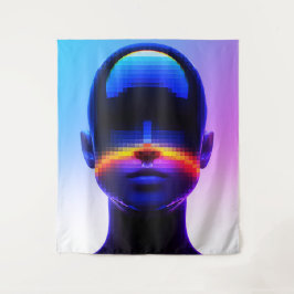 Tapiz Retrato de arte pixel futurista - Resumen digital