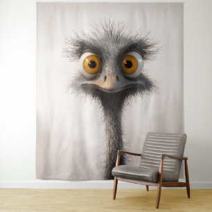 Tapiz Retrato de avestruz de dibujos animados con ojos a
