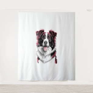 Tapiz retrato de Border Collie con detalles vibrantes pa