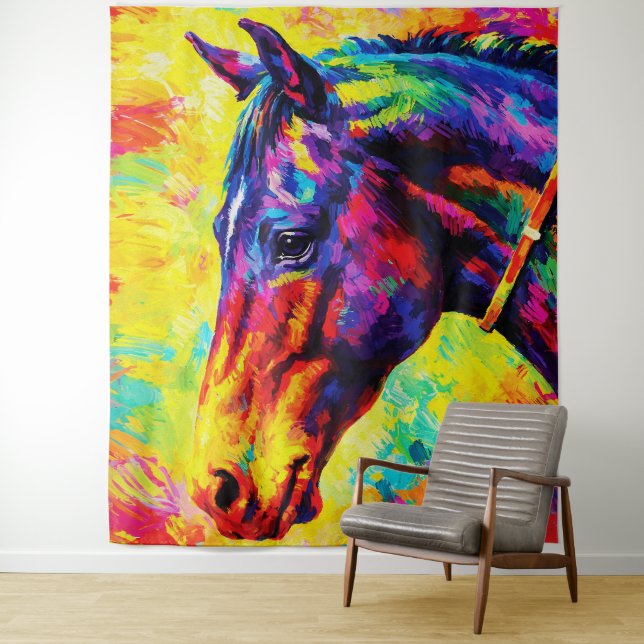 Tapiz Retrato de caballo vibrante con empaste Colorido s (In situ)