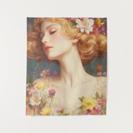 Tapiz Retrato de diosa floral vintage