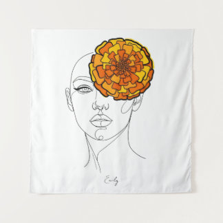 Tapiz Retrato de Flor de Cumpleaños de Octubre Personali