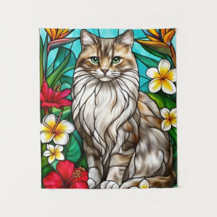 Tapiz Retrato de gato en vidrio emplomado Gato elegante 