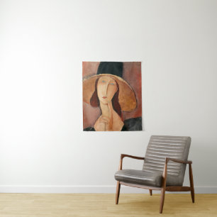 Tapiz Retrato de Jeanne Hebuterne en un gran gorra