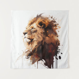 Tapiz Retrato de leones pintura animal montaña de vida s
