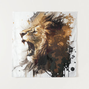 Tapiz Retrato de leones pintura animal montaña de vida s