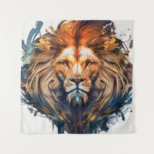 Tapiz Retrato de leones pintura animal vida silvestre al