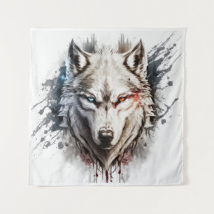 Tapiz Retrato de lobo pintura animal vida silvestre al a