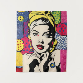 Tapiz Retrato de mujer con arte pop retro