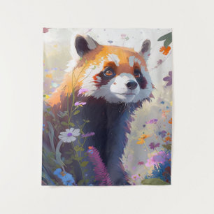 Tapiz Retrato de Panda Rojo Pintura de Animales Silvestr