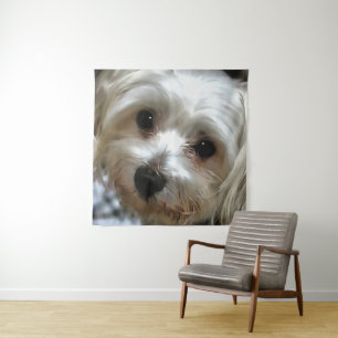 Tapiz Retrato de perro callejero blanco haitiano