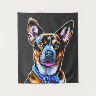 Tapiz Retrato de perro en acuarela pintado a mano, perro