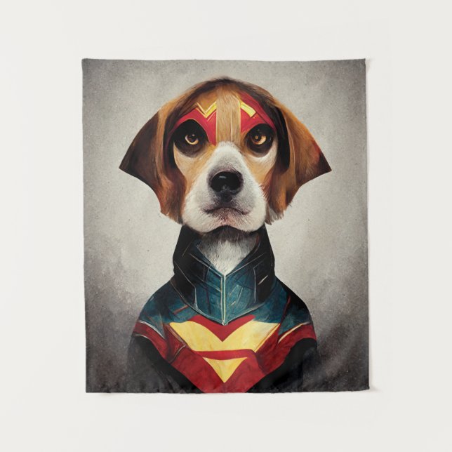 Tapiz Retrato de perro superhéroe | Beagle (Anverso)